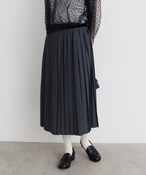 bulle de savon（ビュルデサボン）の「T/R プリーツスカート（スカート・レディース・ベージュ/グレー/ブラック/ダークブラウン/モカ・FREE）」の13枚目の写真