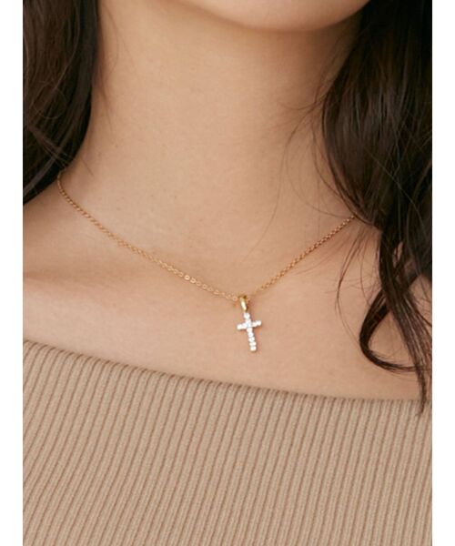 RESEXXY（リゼクシー）の「ストーンクロスネックレス（ネックレス・レディース・ゴールド/シルバー・FREE）」の2枚目の写真