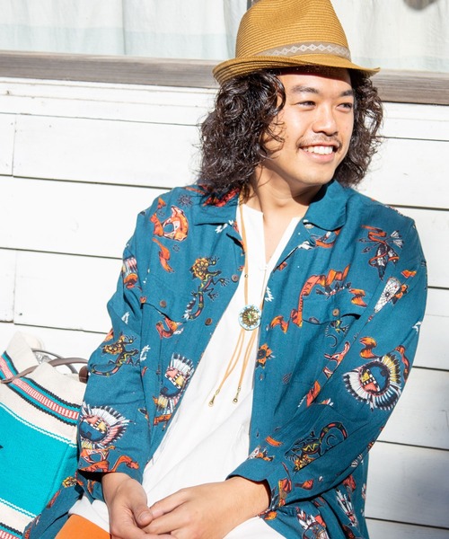 チャイハネ（チャイハネ）の「【チャイハネ】コンチョビーズループタイネックレス（ネックレス・レディース・レッド/グリーン/キャメル・FREE）」の12枚目の写真