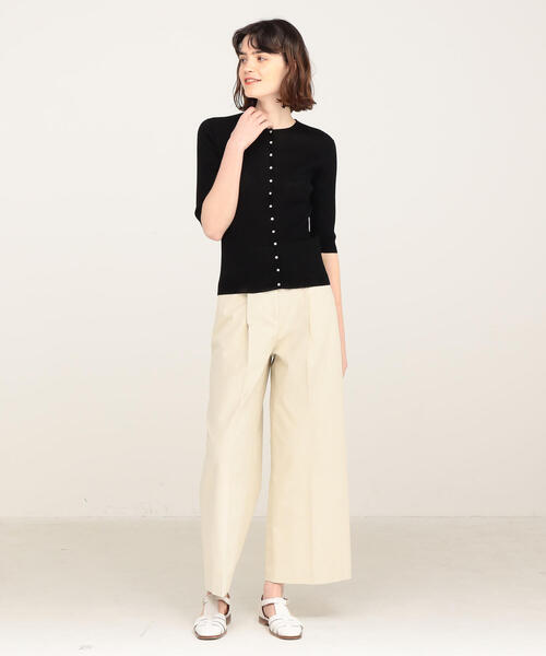 TOMORROWLAND （トゥモローランド）の「ハイカウントコットンチノ ベルテッドパンツ（チノパンツ・レディース・ブラック/ライトベージュ・36/34）」の15枚目の写真