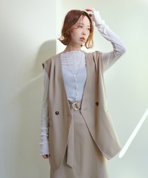 natural couture | 【セットアップ着用可】ノーカラーベスト(ベスト)