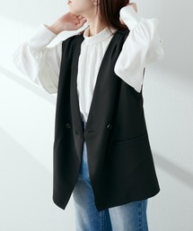 【セットアップ着用可】ノーカラーベスト