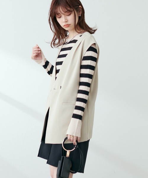 セール】開襟ノースリニットTOPS（タンクトップ）｜natural