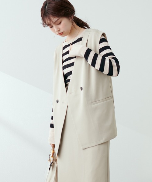 natural couture（ナチュラルクチュール）の「【セットアップ着用可】ノーカラーベスト（ベスト・レディース・ブラック/ベージュ/ライトベージュ・FREE）」の18枚目の写真