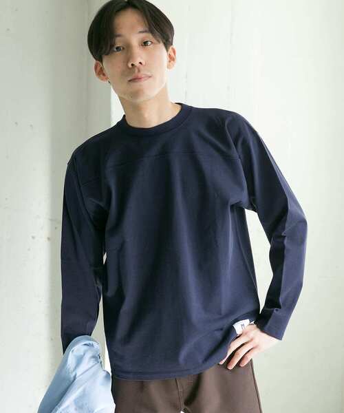 URBAN RESEARCH DOORS（アーバンリサーチドアーズ）の「ヘビーオンス フットボール ロングスリーブTシャツ（Tシャツ/カットソー・メンズ・ホワイト/イエロー/ネイビー・MEDIUM/LARGE）」の3枚目の写真