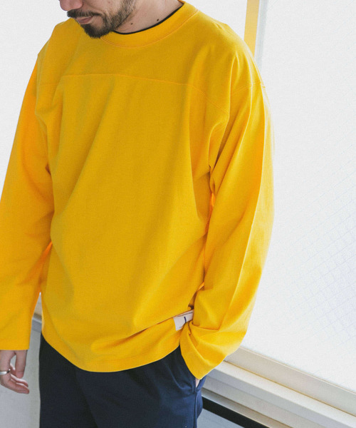 URBAN RESEARCH DOORS（アーバンリサーチドアーズ）の「ヘビーオンス フットボール ロングスリーブTシャツ（Tシャツ/カットソー・メンズ・ホワイト/イエロー/ネイビー・MEDIUM/LARGE）」の4枚目の写真
