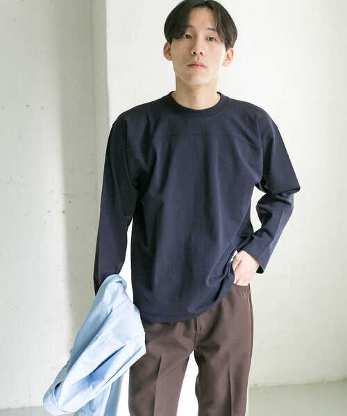 URBAN RESEARCH DOORS（アーバンリサーチドアーズ）の「ヘビーオンス フットボール ロングスリーブTシャツ（Tシャツ/カットソー・メンズ・ホワイト/イエロー/ネイビー・MEDIUM/LARGE）」の10枚目の写真