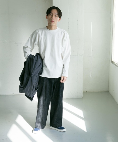 URBAN RESEARCH DOORS（アーバンリサーチドアーズ）の「ヘビーオンス フットボール ロングスリーブTシャツ（Tシャツ/カットソー・メンズ・ホワイト/イエロー/ネイビー・MEDIUM/LARGE）」の18枚目の写真