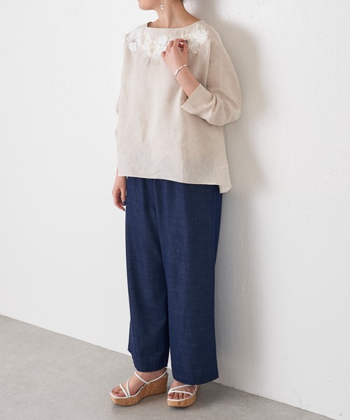 BEARDSLEY（ビアズリー）の「日傘によく合う衿ぐり刺繍ブラウス（シャツ/ブラウス・レディース・ブルー/ベージュ・FREE）」の10枚目の写真