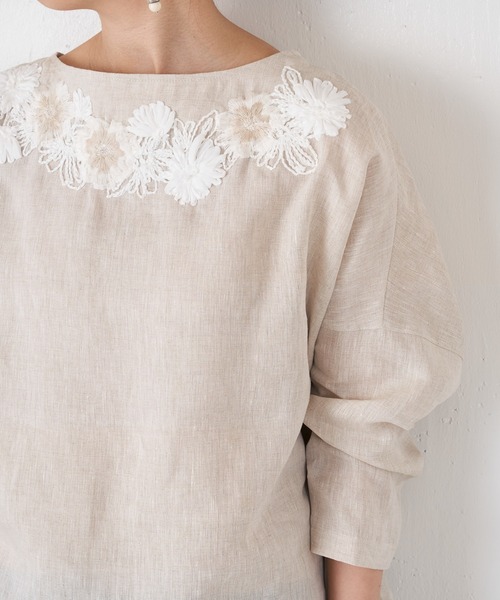 BEARDSLEY（ビアズリー）の「日傘によく合う衿ぐり刺繍ブラウス（シャツ/ブラウス・レディース・ブルー/ベージュ・FREE）」の18枚目の写真