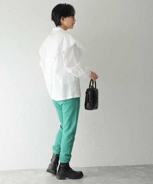 JOURNAL STANDARD（ジャーナルスタンダード）の「コットンフリルバンドカラーブラウス（シャツ/ブラウス・レディース・ホワイト/ブラック/オレンジ・FREE）」の8枚目の写真