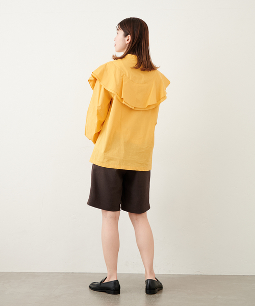 JOURNAL STANDARD（ジャーナルスタンダード）の「コットンフリルバンドカラーブラウス（シャツ/ブラウス・レディース・ホワイト/ブラック/オレンジ・FREE）」の11枚目の写真