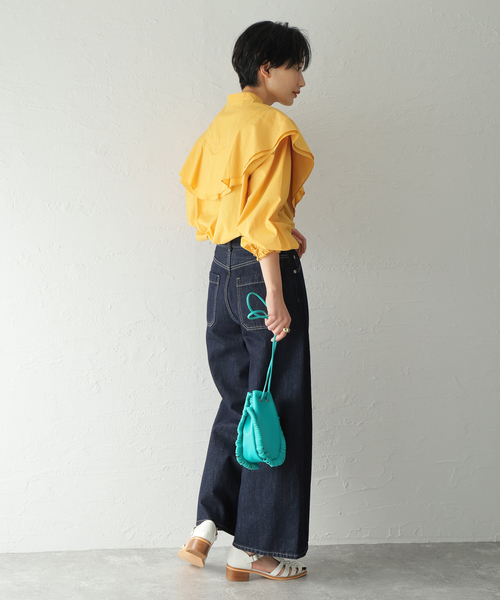 JOURNAL STANDARD（ジャーナルスタンダード）の「コットンフリルバンドカラーブラウス（シャツ/ブラウス・レディース・ホワイト/ブラック/オレンジ・FREE）」の17枚目の写真