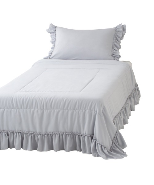 【2022年モデル】ふわろ 肌掛けふとん フリル ダブル グレー