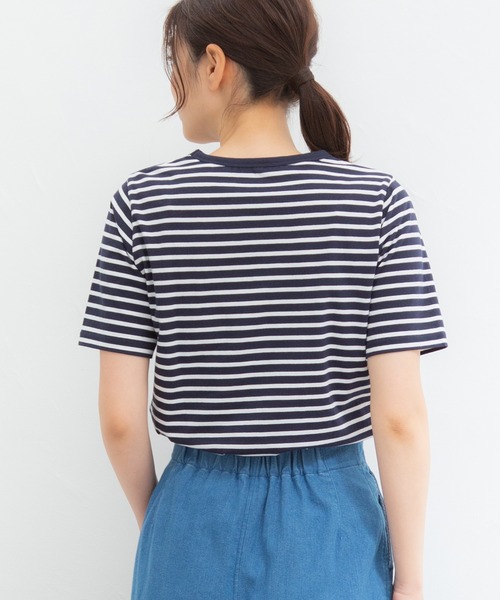 Honeys（ハニーズ）の「オーガニックボーダーＴ（Tシャツ/カットソー・レディース・ホワイト×レッド/ホワイト×グリーン/ホワイト×ネイビー/ベージュ×ブラック/ホワイト×ブルー/ネイビー×ホワイト・L/M/LL）」の14枚目の写真