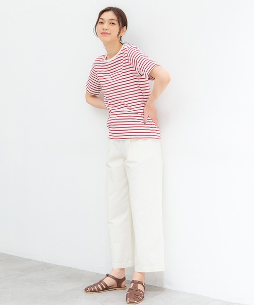 Honeys（ハニーズ）の「オーガニックボーダーＴ（Tシャツ/カットソー・レディース・ホワイト×レッド/ホワイト×グリーン/ホワイト×ネイビー/ベージュ×ブラック/ホワイト×ブルー/ネイビー×ホワイト・L/M/LL）」の16枚目の写真