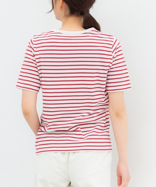 Honeys（ハニーズ）の「オーガニックボーダーＴ（Tシャツ/カットソー・レディース・ホワイト×レッド/ホワイト×グリーン/ホワイト×ネイビー/ベージュ×ブラック/ホワイト×ブルー/ネイビー×ホワイト・L/M/LL）」の19枚目の写真