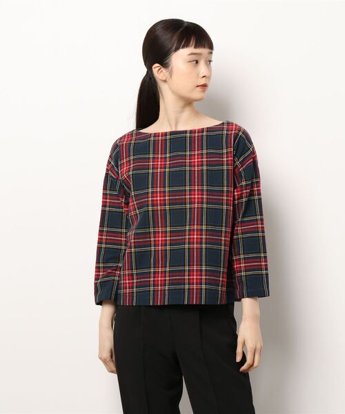 セール Shimada フォーティーナインアベニュージュンコシマダ のシャツ ブラウス チェック柄ボートネックトップス をセール価格で購入できます Crossplus シャツ ブラウス チェック柄ボートネックトップス シャツ ブラウス Online 49av Junko