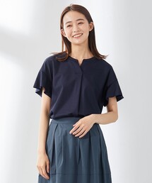 【UVケア・接触冷感】コンパクトコットンスムース キーネック カットソー