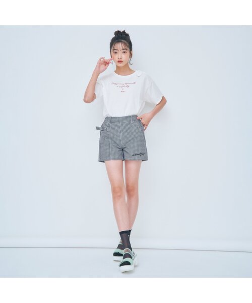 algy（アルジー）の「アシメベルトショーパン（その他パンツ・キッズ・ブラック/チェック/アイボリー・XX-SMALL/X-SMALL/SMALL/MEDIUM）」の4枚目の写真