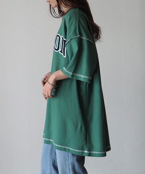 Riberry（リベリー）の「DAYTON 裏使いオーバーサイズT（Tシャツ/カットソー・レディース・スミクロ/ベージュ/オートミール/グリーン/ネイビー・FREE）」の17枚目の写真