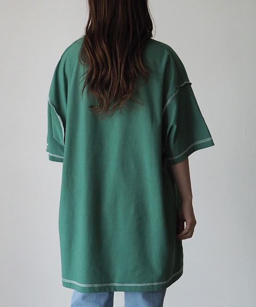 Riberry（リベリー）の「DAYTON 裏使いオーバーサイズT（Tシャツ/カットソー・レディース・スミクロ/ベージュ/オートミール/グリーン/ネイビー・FREE）」の18枚目の写真