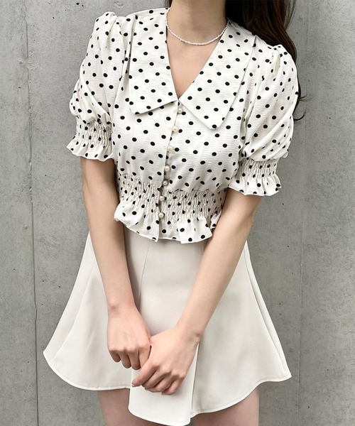 Crea titty&Co. PETIT(クレアティティーアンドコープチ)の「【Crea titty&Co.PETIT】フリルドットブラウス(シャツ/ブラウス・レディース・グリーン/アイボリー・FREE)」の8枚目の写真