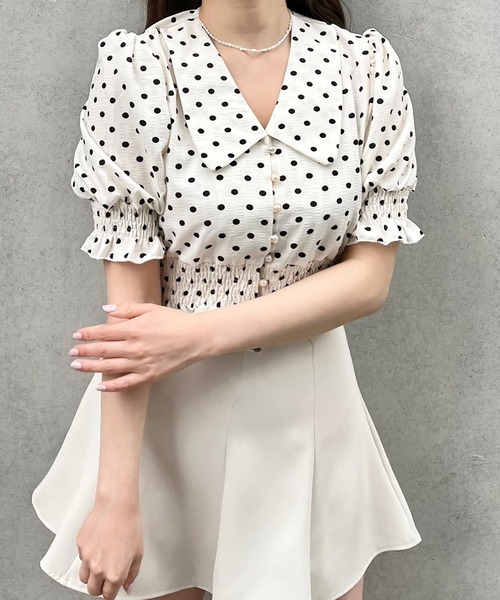 Crea titty&Co. PETIT(クレアティティーアンドコープチ)の「【Crea titty&Co.PETIT】フリルドットブラウス(シャツ/ブラウス・レディース・グリーン/アイボリー・FREE)」の10枚目の写真