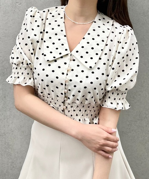 Crea titty&Co. PETIT(クレアティティーアンドコープチ)の「【Crea titty&Co.PETIT】フリルドットブラウス(シャツ/ブラウス・レディース・グリーン/アイボリー・FREE)」の11枚目の写真