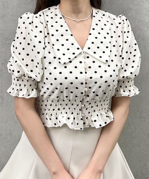 Crea titty&Co. PETIT(クレアティティーアンドコープチ)の「【Crea titty&Co.PETIT】フリルドットブラウス(シャツ/ブラウス・レディース・グリーン/アイボリー・FREE)」の12枚目の写真