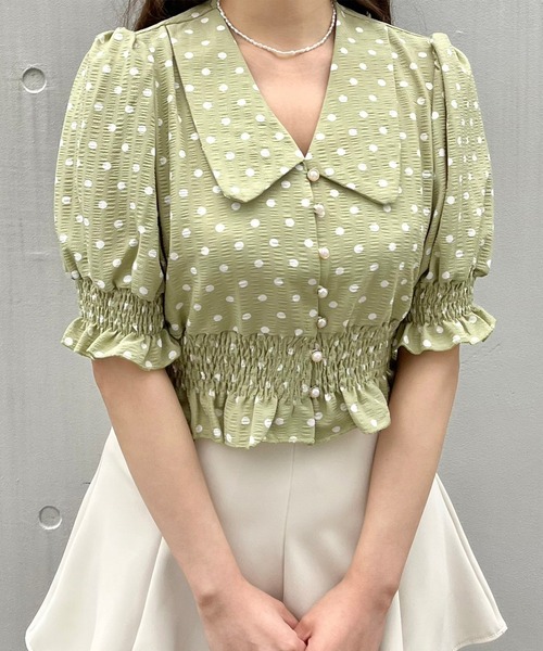 Crea titty&Co. PETIT(クレアティティーアンドコープチ)の「【Crea titty&Co.PETIT】フリルドットブラウス(シャツ/ブラウス・レディース・グリーン/アイボリー・FREE)」の19枚目の写真
