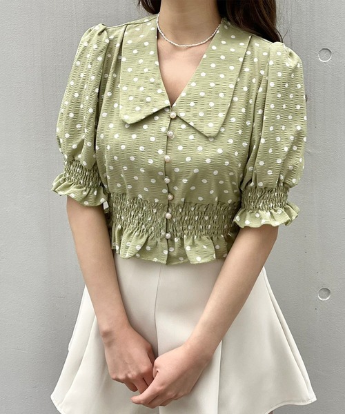 Crea titty&Co. PETIT(クレアティティーアンドコープチ)の「【Crea titty&Co.PETIT】フリルドットブラウス(シャツ/ブラウス・レディース・グリーン/アイボリー・FREE)」の20枚目の写真