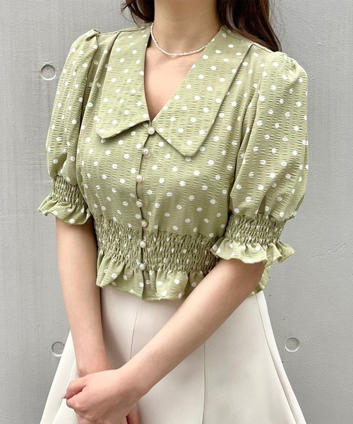 Crea titty&Co. PETIT(クレアティティーアンドコープチ)の「【Crea titty&Co.PETIT】フリルドットブラウス(シャツ/ブラウス・レディース・グリーン/アイボリー・FREE)」の21枚目の写真