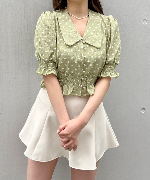 Crea titty&Co. PETIT(クレアティティーアンドコープチ)の「【Crea titty&Co.PETIT】フリルドットブラウス(シャツ/ブラウス・レディース・グリーン/アイボリー・FREE)」の22枚目の写真