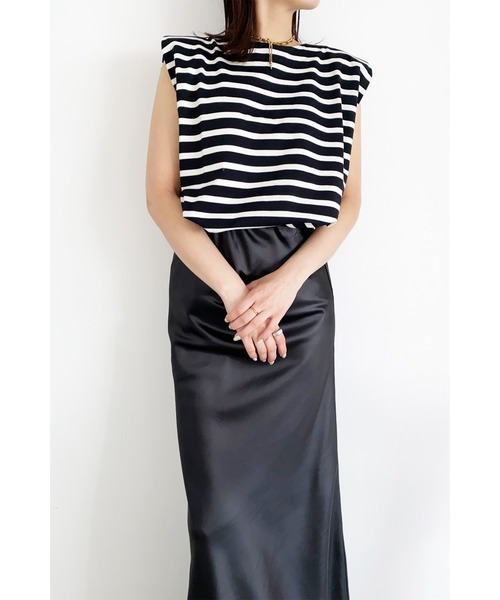 LA PEAU DE GEM（ラポドゥジェム）の「【LA PEAU DE GEM】肩パット付きノースリーブ（Tシャツ/カットソー・レディース・ホワイト/ブラック/ベージュ・FREE）」の16枚目の写真