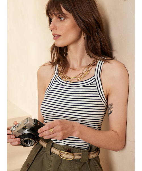 Banana Republic（バナナリパブリック）の「90'S タンクトップ（キャミソール・レディース・ホワイト/ブラック/イエロー/ホワイト×ネイビー・M/XS/S/L）」の3枚目の写真