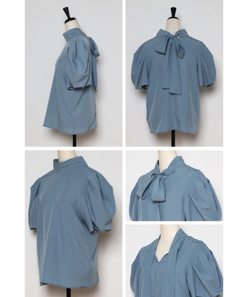 Bonjour Sagan（ボンジュールサガン）の「前後2wayハイネックボウタイブラウス（シャツ/ブラウス・レディース・オフホワイト/ブラック/ライトブルー・FREE）」の6枚目の写真