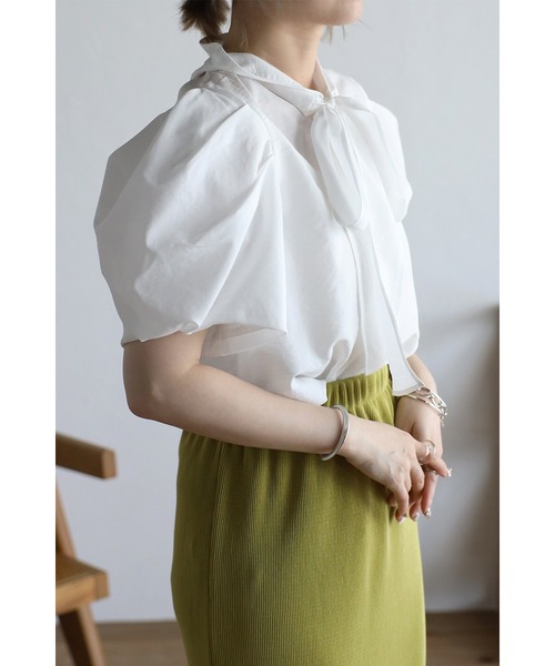 Bonjour Sagan（ボンジュールサガン）の「前後2wayハイネックボウタイブラウス（シャツ/ブラウス・レディース・オフホワイト/ブラック/ライトブルー・FREE）」の15枚目の写真