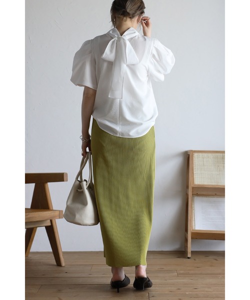 Bonjour Sagan（ボンジュールサガン）の「前後2wayハイネックボウタイブラウス（シャツ/ブラウス・レディース・オフホワイト/ブラック/ライトブルー・FREE）」の16枚目の写真