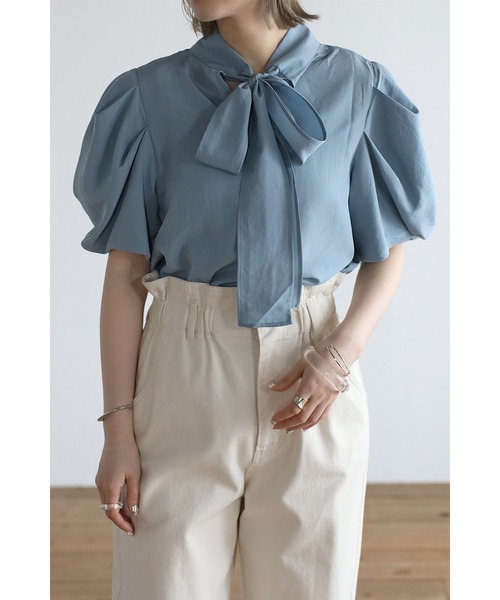 Bonjour Sagan（ボンジュールサガン）の「前後2wayハイネックボウタイブラウス（シャツ/ブラウス・レディース・オフホワイト/ブラック/ライトブルー・FREE）」の18枚目の写真