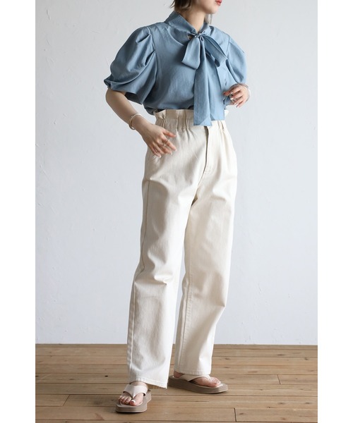 Bonjour Sagan（ボンジュールサガン）の「前後2wayハイネックボウタイブラウス（シャツ/ブラウス・レディース・オフホワイト/ブラック/ライトブルー・FREE）」の5枚目の写真