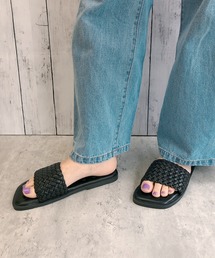 メッシュスクエアフラットサンダル
