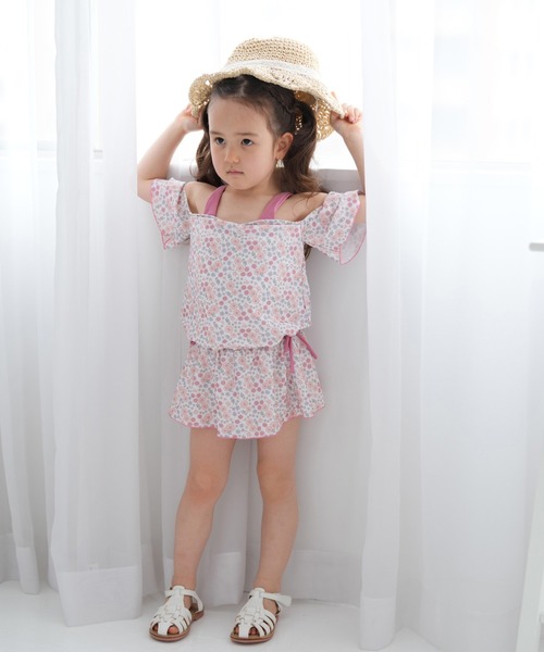 utatane(ウタタネ)の「キッズ水着 女の子 オフショルフリル(水着・キッズ・ピンク/パープル/イエロー・110cm/120cm/130cm)」の5枚目の写真