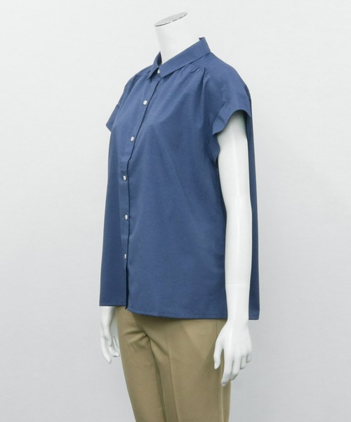 TOKYO SHIRTS（トウキョウシャツ）の「フレンチスリーブ ギャザーブラウス（シャツ/ブラウス・レディース・インディゴブルー/ダークオレンジ・M/L/LL）」の6枚目の写真