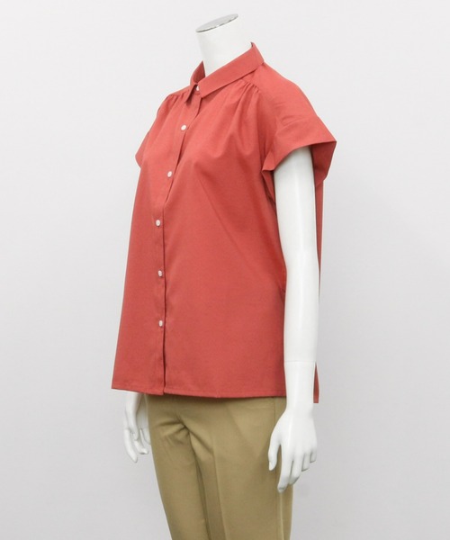 TOKYO SHIRTS（トウキョウシャツ）の「フレンチスリーブ ギャザーブラウス（シャツ/ブラウス・レディース・インディゴブルー/ダークオレンジ・M/L/LL）」の5枚目の写真