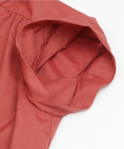 TOKYO SHIRTS（トウキョウシャツ）の「フレンチスリーブ ギャザーブラウス（シャツ/ブラウス・レディース・インディゴブルー/ダークオレンジ・M/L/LL）」の3枚目の写真