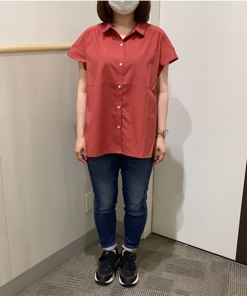 TOKYO SHIRTS（トウキョウシャツ）の「フレンチスリーブ ギャザーブラウス（シャツ/ブラウス・レディース・インディゴブルー/ダークオレンジ・M/L/LL）」の14枚目の写真