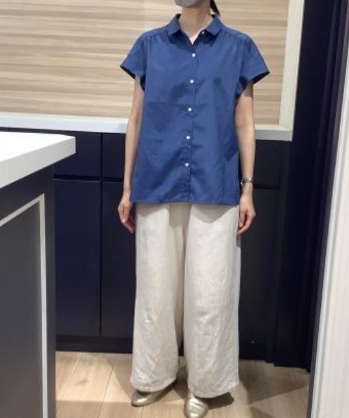 TOKYO SHIRTS（トウキョウシャツ）の「フレンチスリーブ ギャザーブラウス（シャツ/ブラウス・レディース・インディゴブルー/ダークオレンジ・M/L/LL）」の11枚目の写真