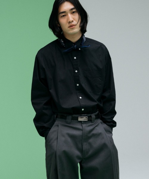 BRICK & SONS（ブリックアンドサンズ）の「オーバーサイズ ブロードシャツ＜ブラック＞（シャツ/ブラウス・メンズ・ブラック・LL/M/L）」の2枚目の写真