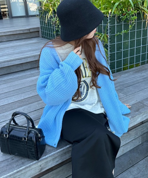 WEGO（ウィゴー）の「WEGO/ボリュームスリーブカラーカーディガン（カーディガン/ボレロ・レディース・ブラック/ベージュ/オフホワイト/サックスブルー/オレンジ/グリーン・FREE）」の5枚目の写真